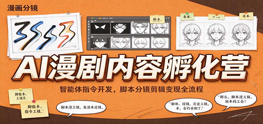 AI漫剧内容孵化营：智能体指令开发，脚本分镜剪辑变现全流程-网赚副业网