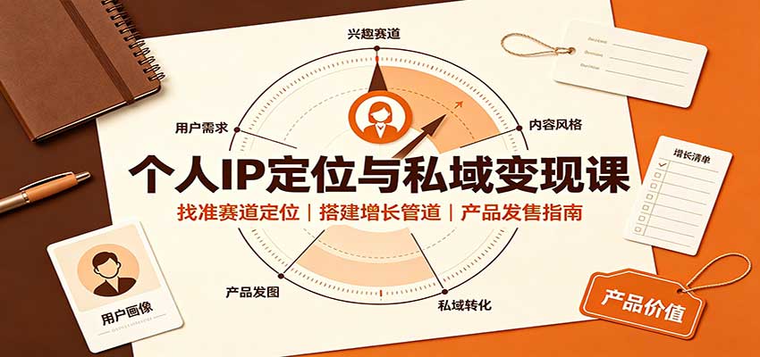 个人IP定位与私域变现课:找准赛道定位,搭建增长管道,产品发售指南-网赚副业网