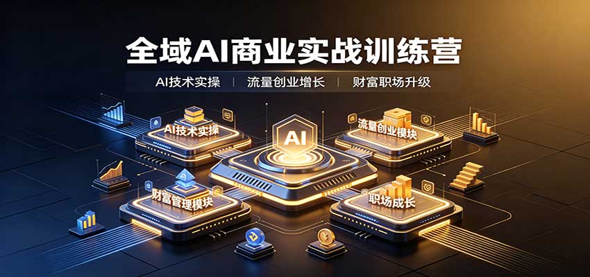 全域AI商业实战训练营:涵盖AI技术实操、流量创业、财富管理与职场成长全体系内容-网赚副业网