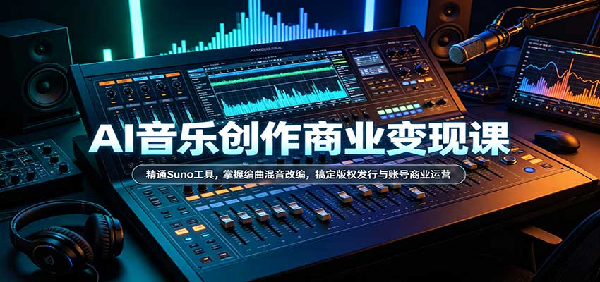 AI音乐创作商业变现课：精通Suno工具，掌握编曲混音改编，搞定版权发行与账号商业运营-网赚副业网