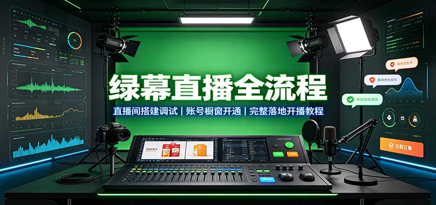 绿幕直播全流程：直播间搭建调试，账号橱窗开通，完整落地开播教程-网赚副业网