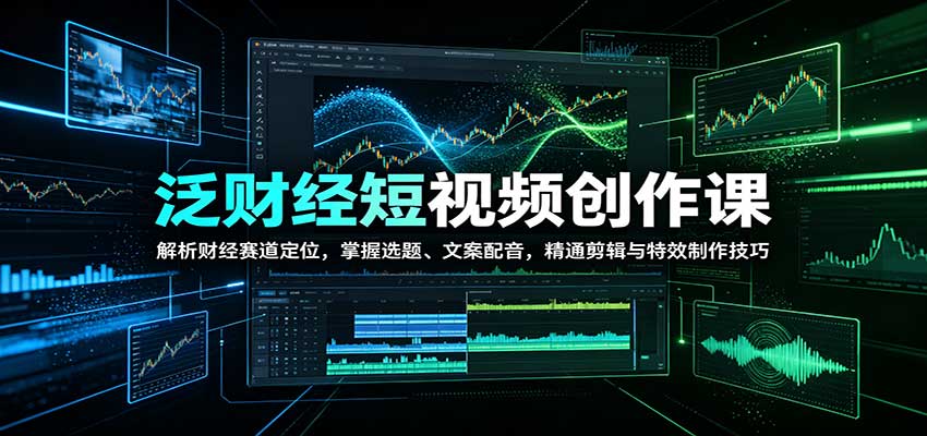 泛财经短视频创作课:解析财经赛道定位,掌握选题、文案配音,精通剪辑与特效制作技巧-网赚副业网