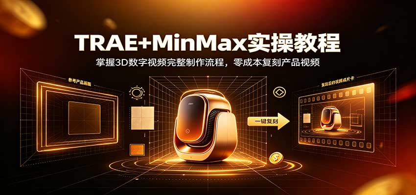 TRAE+MinMax实操教程:掌握3D数字视频完整制作流程,零成本复刻产品视频-网赚副业网