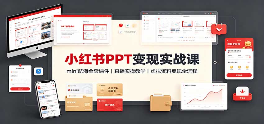 小红书PPT变现实战课:mini航海全套课件+直播实操教学,虚拟资料变现全流程-网赚副业网