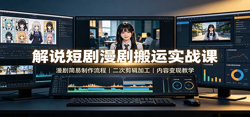 解说短剧漫剧搬运实战课:漫剧简易制作流程,二次剪辑加工,内容变现教学-网赚副业网