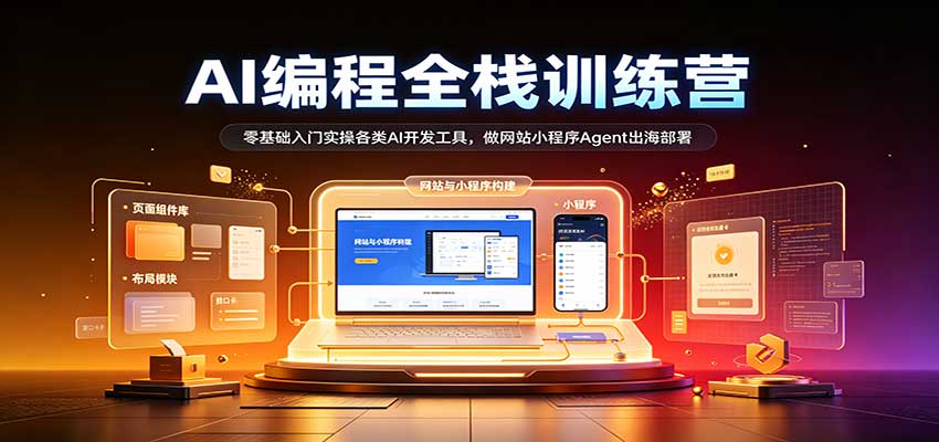 AI编程全栈训练营::零基础入门实操各类AI开发工具,做网站小程序Agent出海部署-网赚副业网