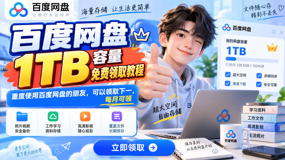 百度网盘1TB容量免费领取教程,重度使用百度网盘的朋友,可以领取下一,每月可领插图 百度网盘1TB容量免费领取教程,重度使用百度网盘的朋友,可以领取下一,每月可领插图