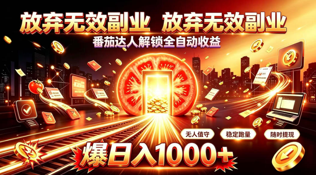 放弃无效副业,番茄达人解锁全自动收益,日入1k+,门槛最低的线上轻资产项目【揭秘】-网赚副业网