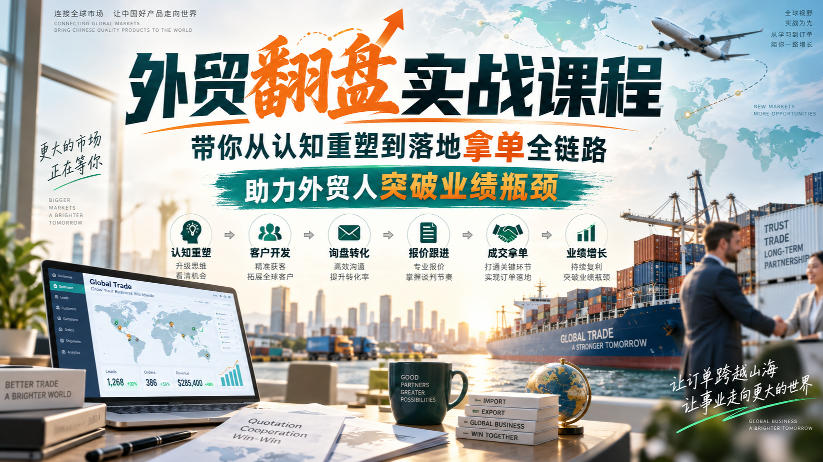 外贸翻盘实战课程,带你从认知重塑到落地拿单全链路,助力外贸人突破业绩瓶颈-网赚副业网