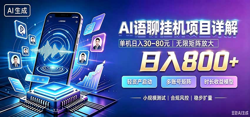 AI语聊挂机,日入800+,适用个人副业,工作室矩阵操作-网赚副业网