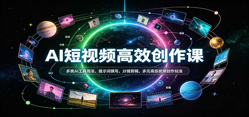 AI短视频高效创作课:多类AI工具用法,提示词撰写,分镜剪辑,多元高级视频创作玩法-网赚副业网