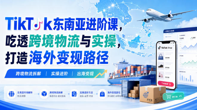 TikTok东南亚进阶课,吃透跨境物流与实操,打造海外变现路径-网赚副业网