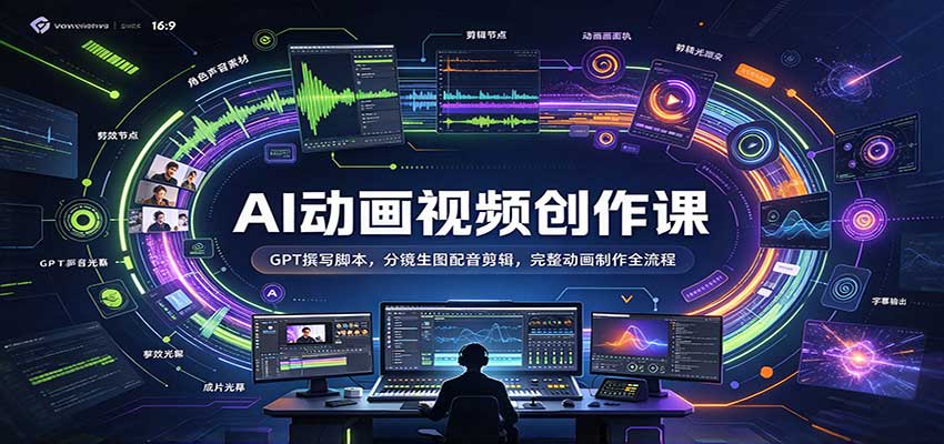 AI动画视频创作课:GPT撰写脚本,分镜生图配音剪辑,完整动画制作全流程-网赚副业网