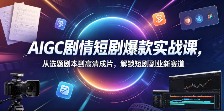 AIGC剧情短剧爆款实战课,从选题剧本到高清成片,解锁短剧副业新赛道(更新0906)-网赚副业网