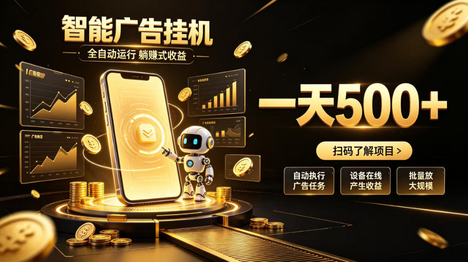 智能广告挂G项目,无需人工值守,全自动躺賺增收,单日收益可达500+【揭秘】-网赚副业网