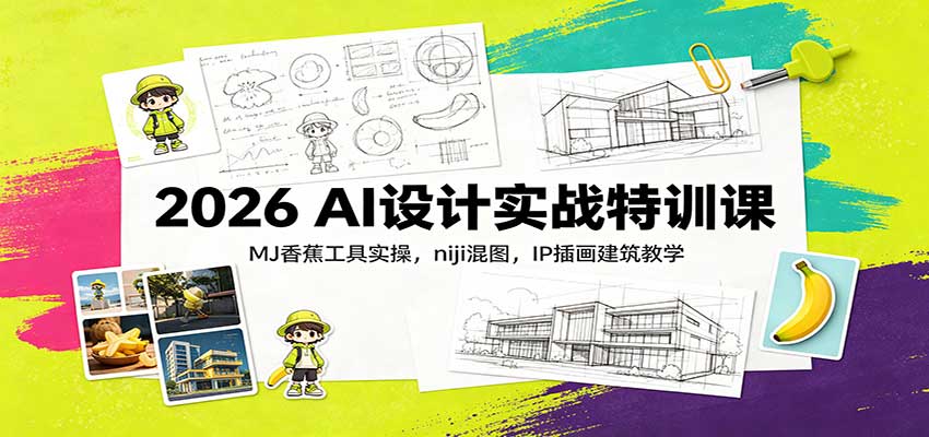 2026 AI设计实战特训课:MJ香蕉工具实操,niji混图,IP插画建筑教学-网赚副业网