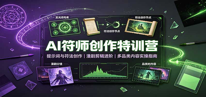 AI符师创作特训营:提示词与符法创作,漫剧剪辑进阶,多品类内容实操指南-网赚副业网