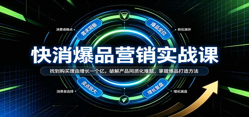 快消爆品营销实战课:找到购买理由增长一个亿,破解产品同质化难题,掌握爆品打造方法-网赚副业网