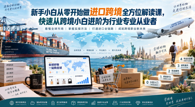 新手小白从零开始做进口跨境全方位解读课,快速从跨境小白进阶为行业专业从业者-网赚副业网
