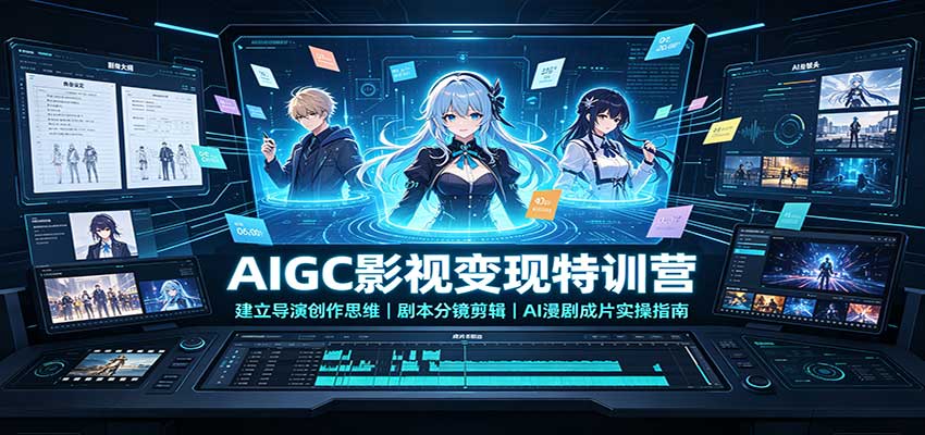 AIGC影视变现特训营:建立导演创作思维,剧本分镜剪辑,AI漫剧成片实操指南-网赚副业网