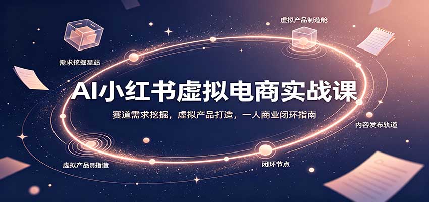 AI小红书虚拟电商实战课:赛道需求挖掘,虚拟产品打造,一人商业闭环指南-网赚副业网