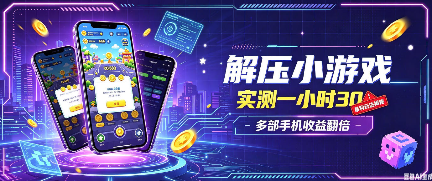 小游戏全流程玩法,实测一小时搞30,简单无脑解压,当天做当天就能看到进账,直接冲就行【揭秘】-网赚副业网
