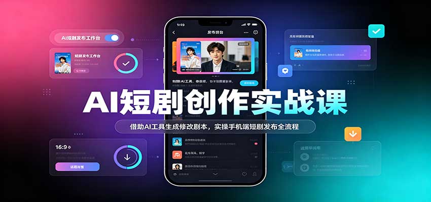AI短剧创作实战课:借助AI工具生成修改剧本,实操手机端短剧发布全流程-网赚副业网