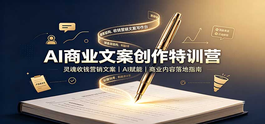 AI商业文案创作特训营:灵魂收钱营销文案,AI赋能,商业内容落地指南-网赚副业网