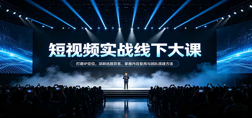 短视频实战线下大课:打磨IP定位,深耕选题获客,掌握内容复用与团队搭建方法-网赚副业网