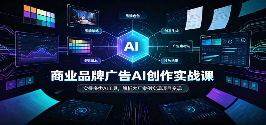 商业品牌广告AI创作实战课:实操多类AI工具,解析大厂案例实现项目变现-网赚副业网