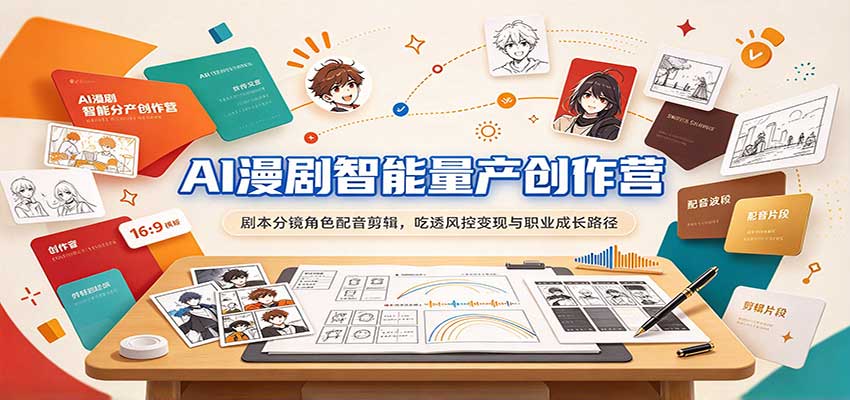 AI漫剧智能量产创作营:剧本分镜角色配音剪辑,吃透风控变现与职业成长路径-网赚副业网
