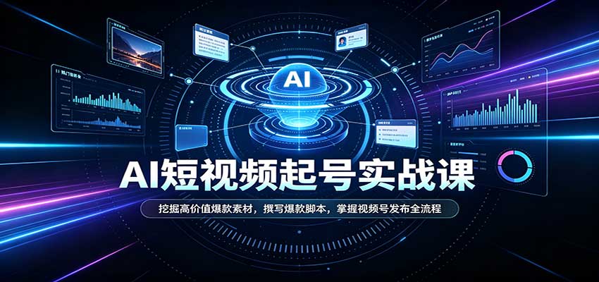 短视频AI起号实战课:挖掘高价值爆款素材,撰写爆款脚本,掌握视频号发布全流程-网赚副业网