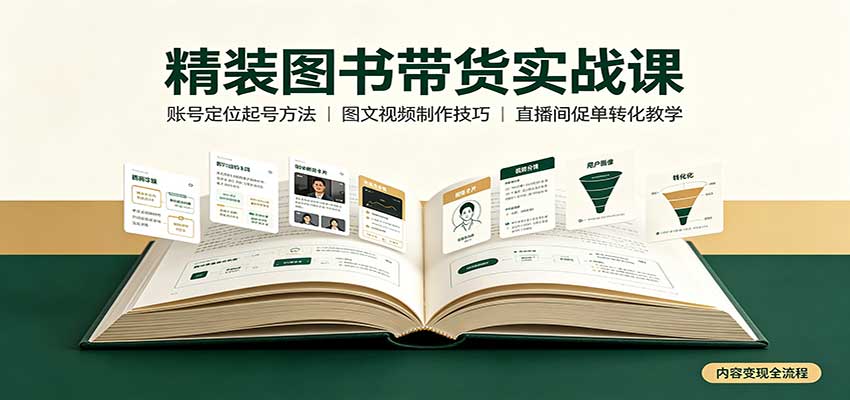 精装图书带货实战课:账号定位起号方法,图文视频制作,促单转化教学-网赚副业网