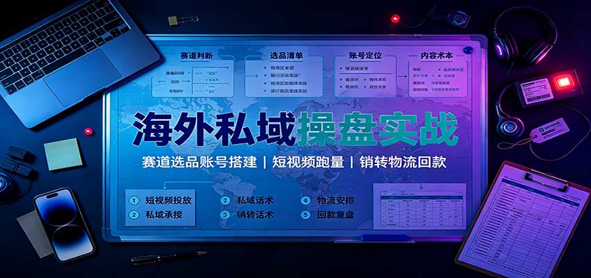 海外私域操盘实战:赛道选品账号搭建,短视频跑量,销转物流回款-网赚副业网