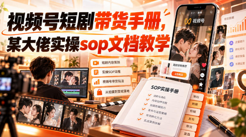 视频号短剧带货手册，某大佬实操sop文档教学-网赚副业网