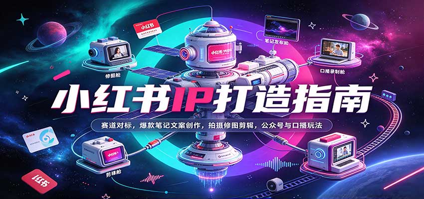 小红书IP打造指南:赛道对标,爆款笔记文案创作,拍摄修图剪辑,公众号与口播玩法-网赚副业网