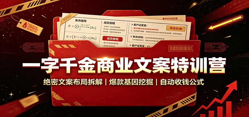 一字千金商业文案特训营:绝密文案布局拆解,爆款基因挖掘,自动收钱公式-网赚副业网