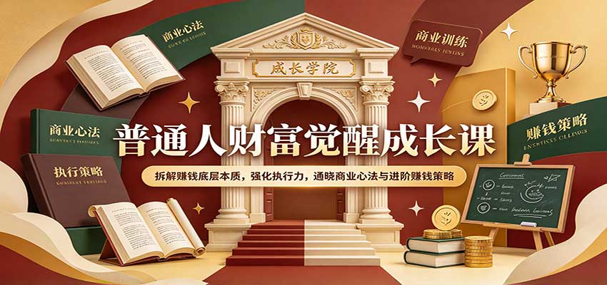 普通人财富觉醒成长课:拆解赚钱底层本质,强化执行力,通晓商业心法与进阶赚钱策略-网赚副业网