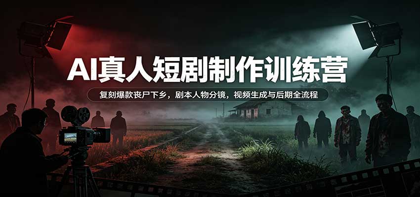 AI真人短剧制作训练营:复刻爆款丧尸下乡,剧本人物分镜,视频生成与后期全流程-网赚副业网