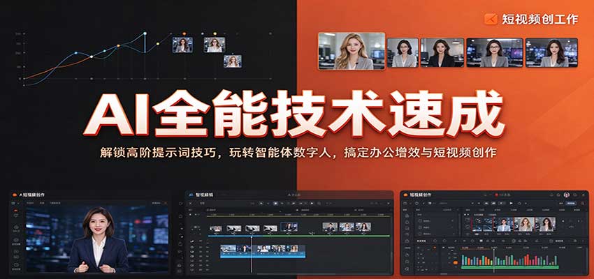 AI全能技术速成：解锁高阶提示词技巧，玩转智能体数字人，搞定办公增效与短视频创作-网赚副业网