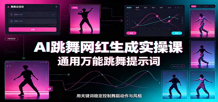 AI跳舞网红生成实操课：通用万能跳舞提示词，多模型适配，人物舞蹈视频制作全套教学-网赚副业网