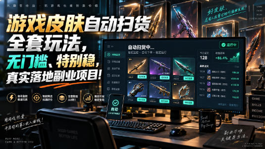 游戏皮肤自动扫货全套玩法,无门槛、特别稳,真实落地副业项目!【揭秘】-网赚副业网