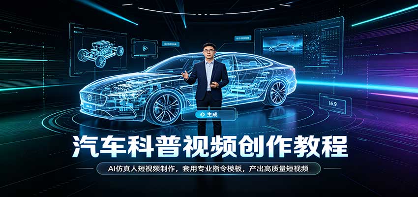 汽车科普视频创作教程:AI仿真人短视频制作,套用专业指令模板,产出高质量短视频-网赚副业网