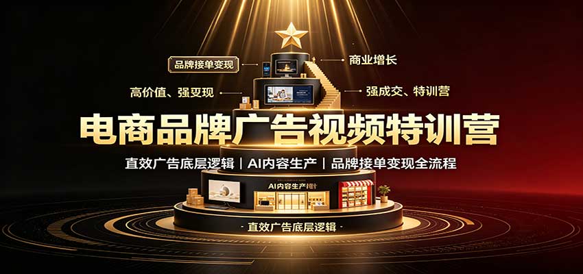 电商品牌广告视频特训：直效广告底层逻辑，AI内容生产，品牌接单变现全流程-网赚副业网