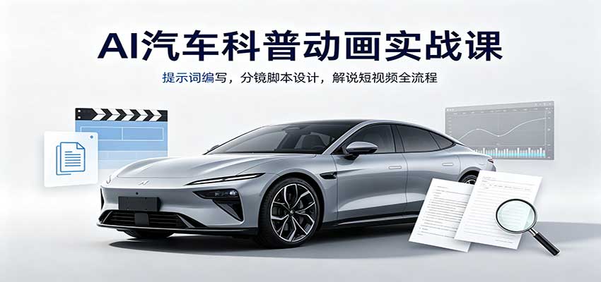 AI汽车科普动画实战课:提示词编写,分镜脚本设计,解说短视频全流程-网赚副业网