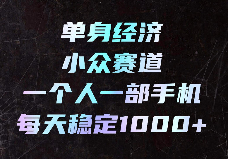 单身经济小众赛道，一个人一部手机，每天稳定1000+，长期可持续的赛道【揭秘】-网赚副业网