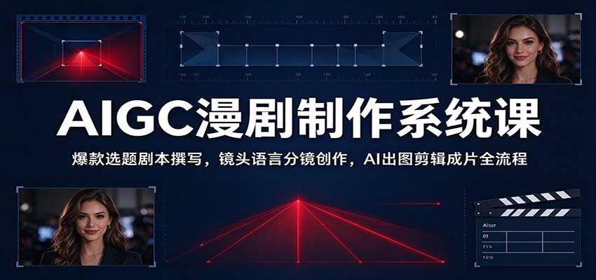 AIGC漫剧制作系统课:爆款选题剧本撰写,镜头语言分镜创作,AI出图剪辑成片全流程-网赚副业网
