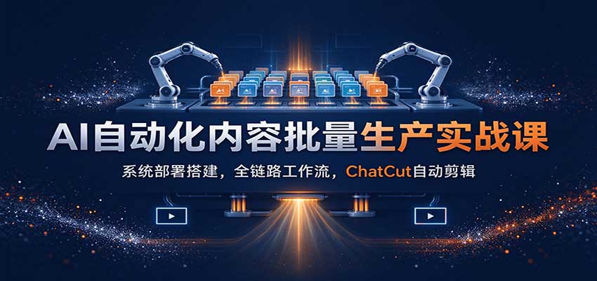 AI自动化内容批量生产实战课:系统部署搭建,全链路工作流,ChatCut自动剪辑-网赚副业网