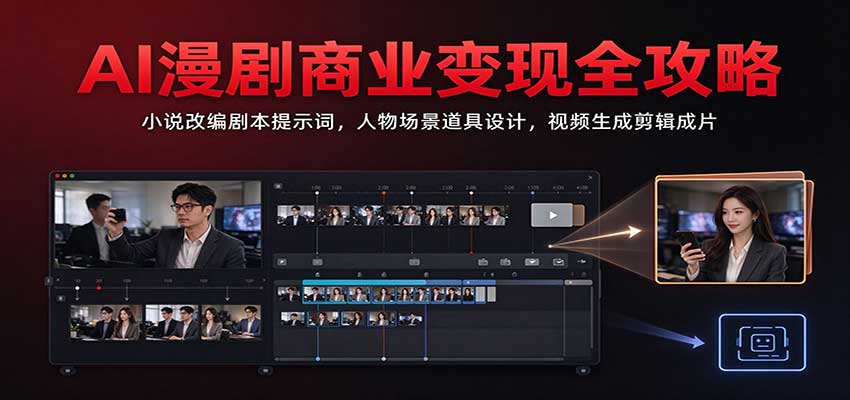 AI漫剧商业变现全攻略:小说改编剧本提示词,人物场景道具设计,视频生成剪辑成片-网赚副业网