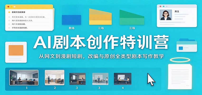 AI剧本创作特训营：从网文到漫剧短剧，改编与原创全类型剧本写作教学-网赚副业网